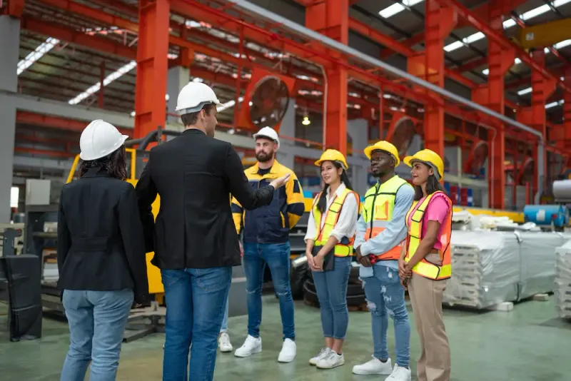 Equipo de seguridad industrial en planta